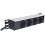 10" 1U rackmount 4-output power distribution unit (PDU), EU CEE 7/3 outlets, with power indicator, no surge protection, built-in 1.8 m power cord with EU CEE 7/4 plug