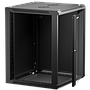 Netrack 19" wall-mount F-Line rack cabinet, 15U 600*600, glass door, black, flat-pack