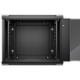 Netrack 19" wall-mount F-Line rack cabinet, 9U 600*600, glass door, black, flat-pack