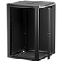 Netrack 19" wall-mount F-Line rack cabinet, 18U 600*600, glass door, black, flat-pack