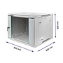Qoltec 19" wall-mount rack cabinet 9U 600*500*600, with glass door, gray