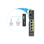 5  Port unmanaged PoE Switch, 120 Watt PoE, DIN Rail, IP30, 12-58V DC