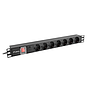 Power distribution unit (PDU) 19" Lanberg 1U 16A, 2m, 7*Schuko outlets, black