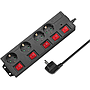 LogiLink LPS251 4-way power strip 1.5m (CEE 7/3) with 5*on/off switch, with surge protection + built-in safety shutter (increased touch protection), black